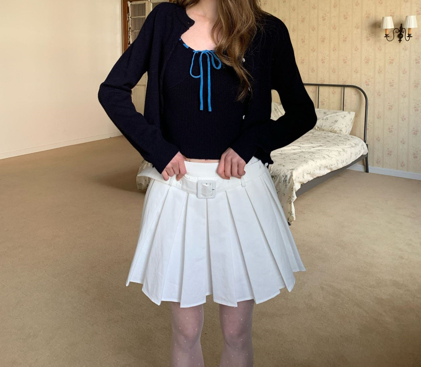 Preppy Style Light Gray High - Waisted Pleated Mini Skirt, Versatile Age - Reducing JK Uniform Midi Skirt (Sizes S - XL)