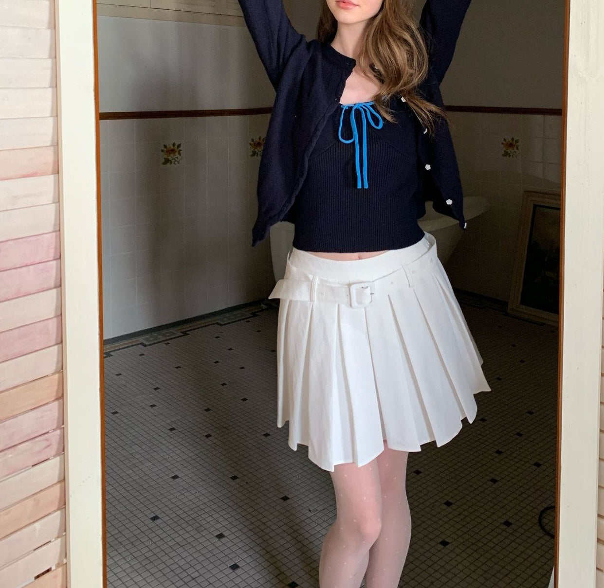 Preppy Style Light Gray High - Waisted Pleated Mini Skirt, Versatile Age - Reducing JK Uniform Midi Skirt (Sizes S - XL)