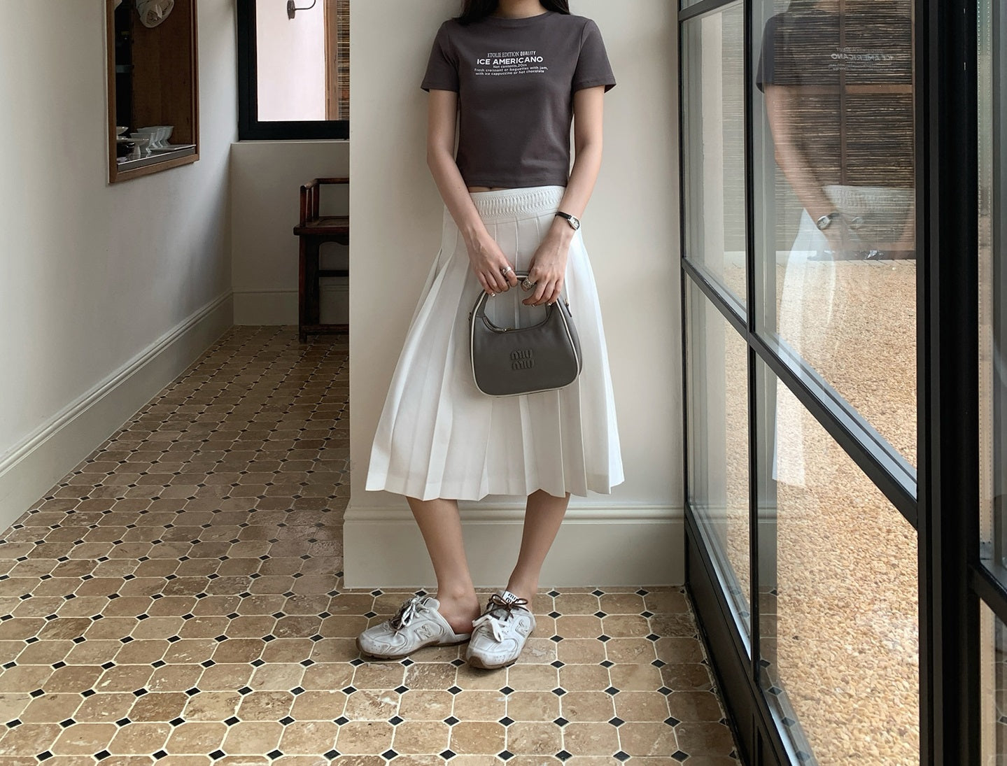 White High - Waisted Pleated Midi Skirt, Simple and Elegant Elastic - Waist Midi Skirt (Sizes S - XL)
