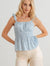 Ivory & Blue Ditsy Floral Smocked Ruffle Strap Tank Top
