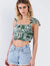 Green Low Self-Tie Shoulder Strap Cami Crop Top