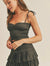 Smocked Bustier Sweetheart Neck Tie-Strap Cami Top