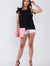 Black Polka Dot Round Neck Ribbon Shoulder Tie Cami Top
