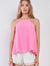 Pink High Neck Relaxed Fit Tank Cami Top