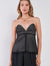 Black & White Striped Crochet Sweetheart Neck Spaghetti Strap Cami Crop Top