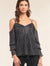 Silver Shimmer Mesh Off-Shoulder Top