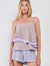 Grey & Lavender Asymmetric Layered V-Neck Flounce Cami Top