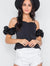 Black Ruffle Sleeve Cold Shoulder Cami Top